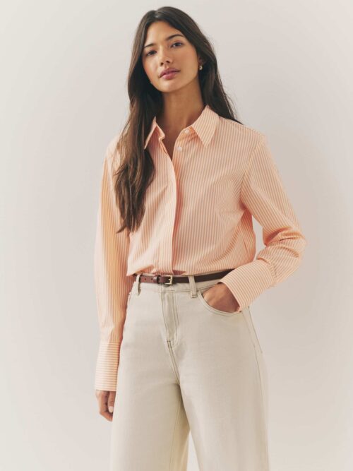 Fitted Collared Essential Long Sleeve Shirt