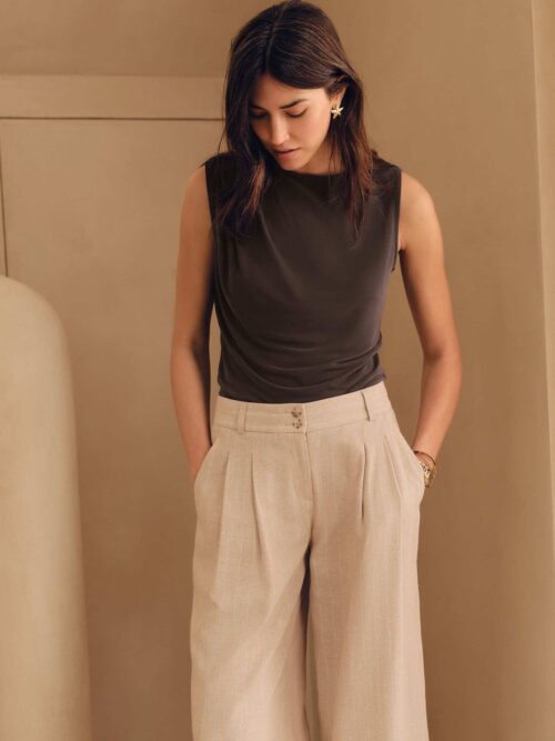 Premium Modal Ruched Drape Sleevless Top