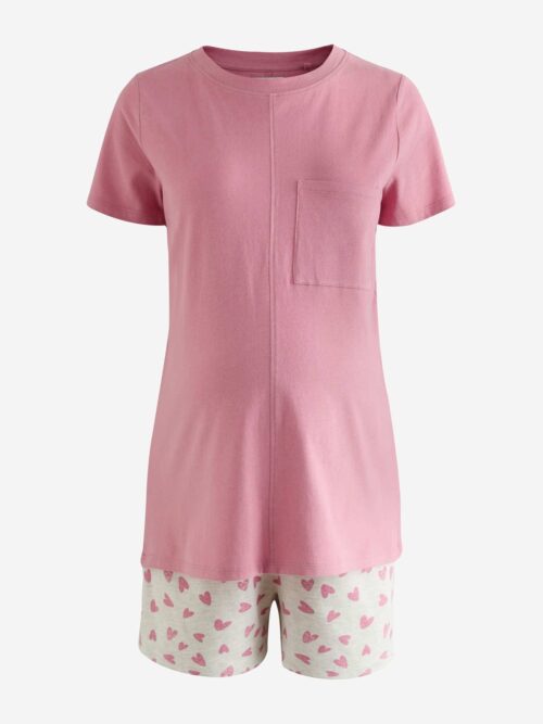 Pink Heart Maternity Short Set Pyjamas